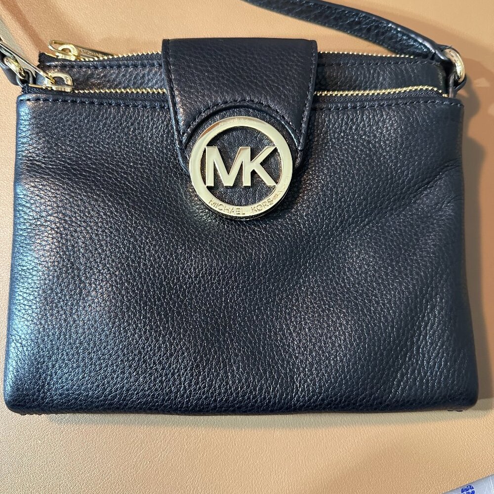 Michael Kors Vintage Black Leather Crossbody Bag